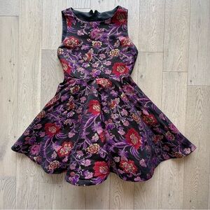 Alice + Olivia Black and Pink Floral Open Back Dress Size 4